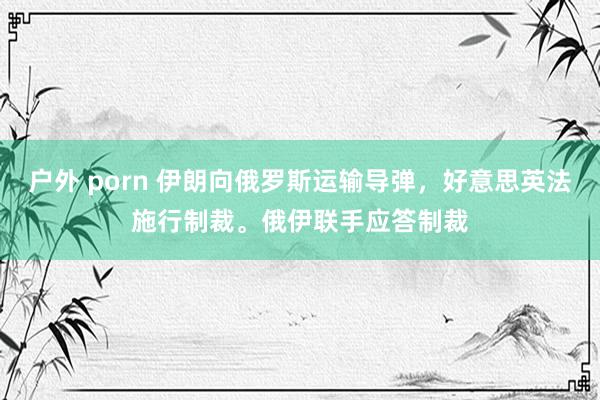 户外 porn 伊朗向俄罗斯运输导弹，好意思英法施行制裁。俄伊联手应答制裁