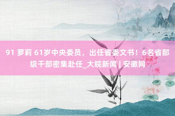 91 萝莉 61岁中央委员，出任省委文书！6名省部级干部密集赴任_大皖新闻 | 安徽网