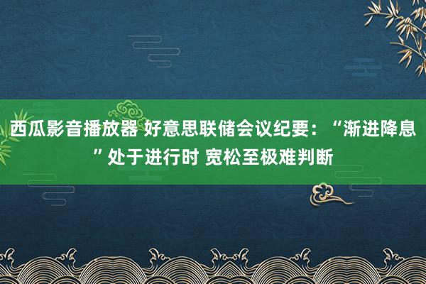 西瓜影音播放器 好意思联储会议纪要：“渐进降息”处于进行时 宽松至极难判断
