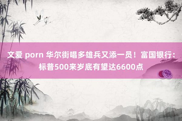 文爱 porn 华尔街唱多雄兵又添一员！富国银行：标普500来岁底有望达6600点