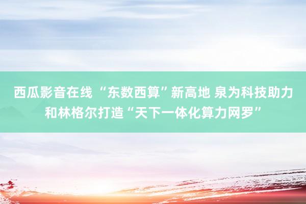 西瓜影音在线 “东数西算”新高地 泉为科技助力和林格尔打造“天下一体化算力网罗”