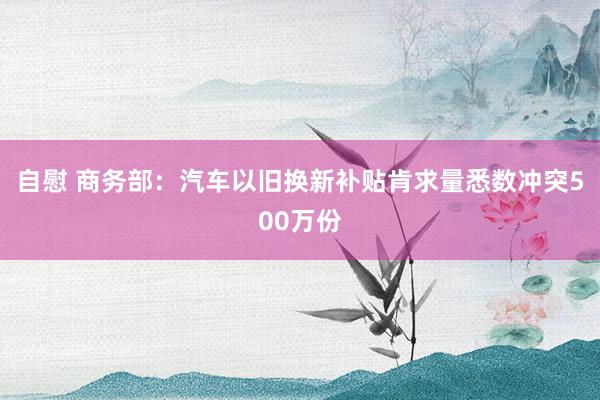 自慰 商务部：汽车以旧换新补贴肯求量悉数冲突500万份