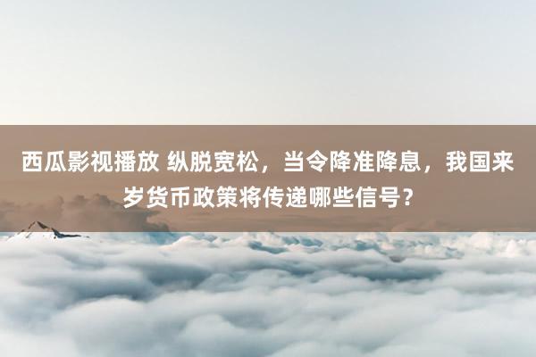 西瓜影视播放 纵脱宽松，当令降准降息，我国来岁货币政策将传递哪些信号？