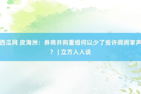 西瓜网 皮海洲：券商并购重组何以少了些许阛阓掌声？ | 立方人人谈