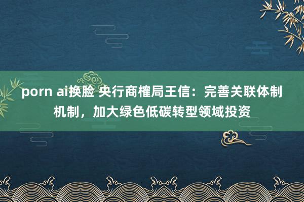 porn ai换脸 央行商榷局王信：完善关联体制机制，加大绿色低碳转型领域投资
