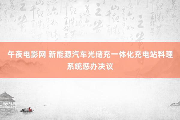 午夜电影网 新能源汽车光储充一体化充电站料理系统惩办决议