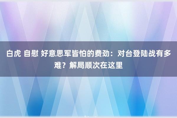 白虎 自慰 好意思军皆怕的费劲：对台登陆战有多难？解局顺次在这里