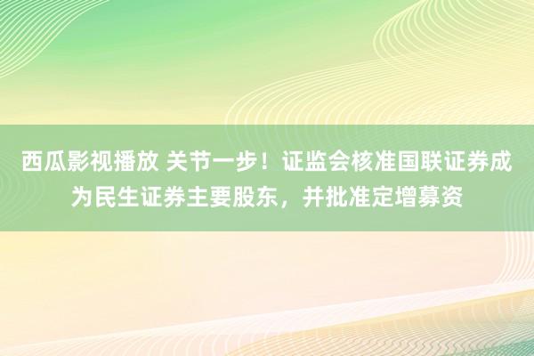 西瓜影视播放 关节一步！证监会核准国联证券成为民生证券主要股东，并批准定增募资