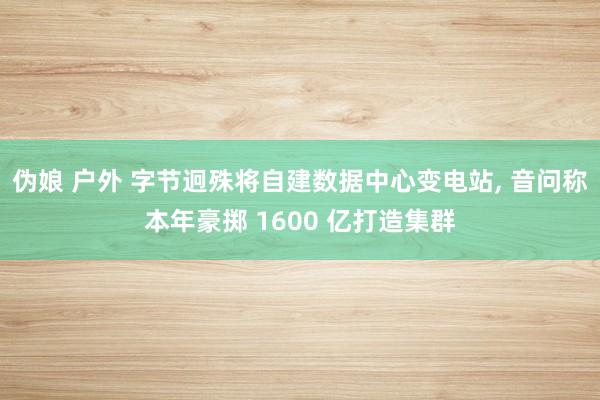 伪娘 户外 字节迥殊将自建数据中心变电站, 音问称本年豪掷 1600 亿打造集群