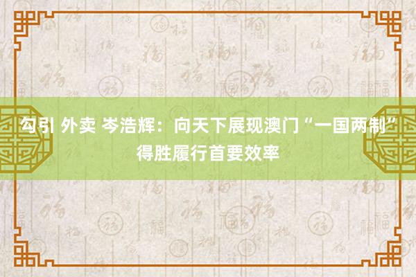 勾引 外卖 岑浩辉：向天下展现澳门“一国两制”得胜履行首要效率