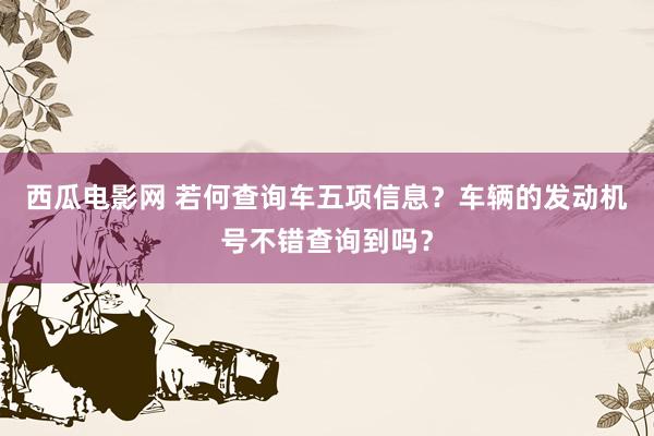 西瓜电影网 若何查询车五项信息？车辆的发动机号不错查询到吗？