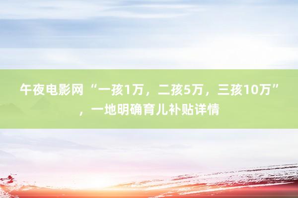 午夜电影网 “一孩1万，二孩5万，三孩10万”，一地明确育儿补贴详情