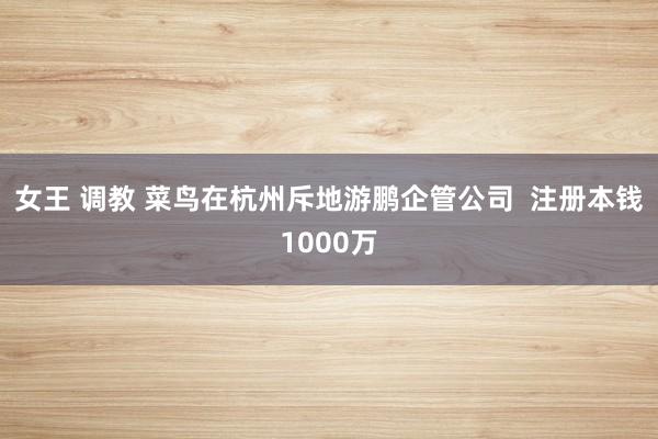 女王 调教 菜鸟在杭州斥地游鹏企管公司  注册本钱1000万