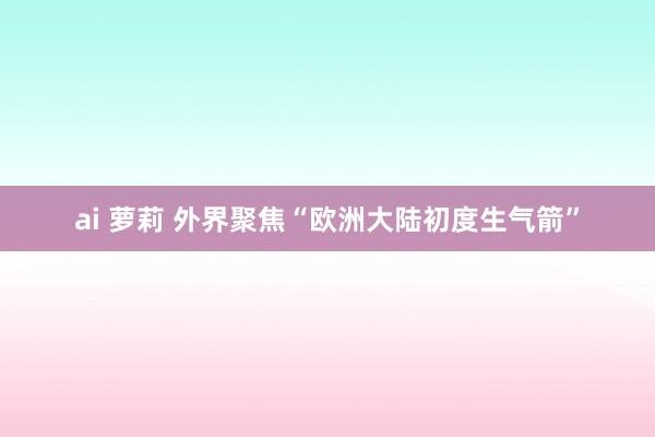 ai 萝莉 外界聚焦“欧洲大陆初度生气箭”