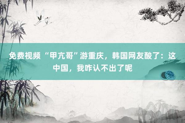 免费视频 “甲亢哥”游重庆，韩国网友酸了：这中国，我咋认不出了呢